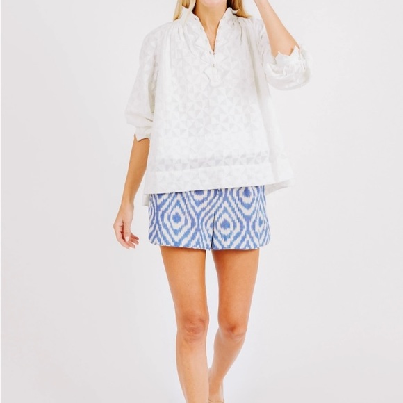 Mirth Track Shorts in Azure Ikat, Large - Picture 2 of 11